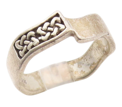 925 Sterling Silver Vintage Ring PEWTER STONE Celtic Knot Band  Sz 10  RG36331
