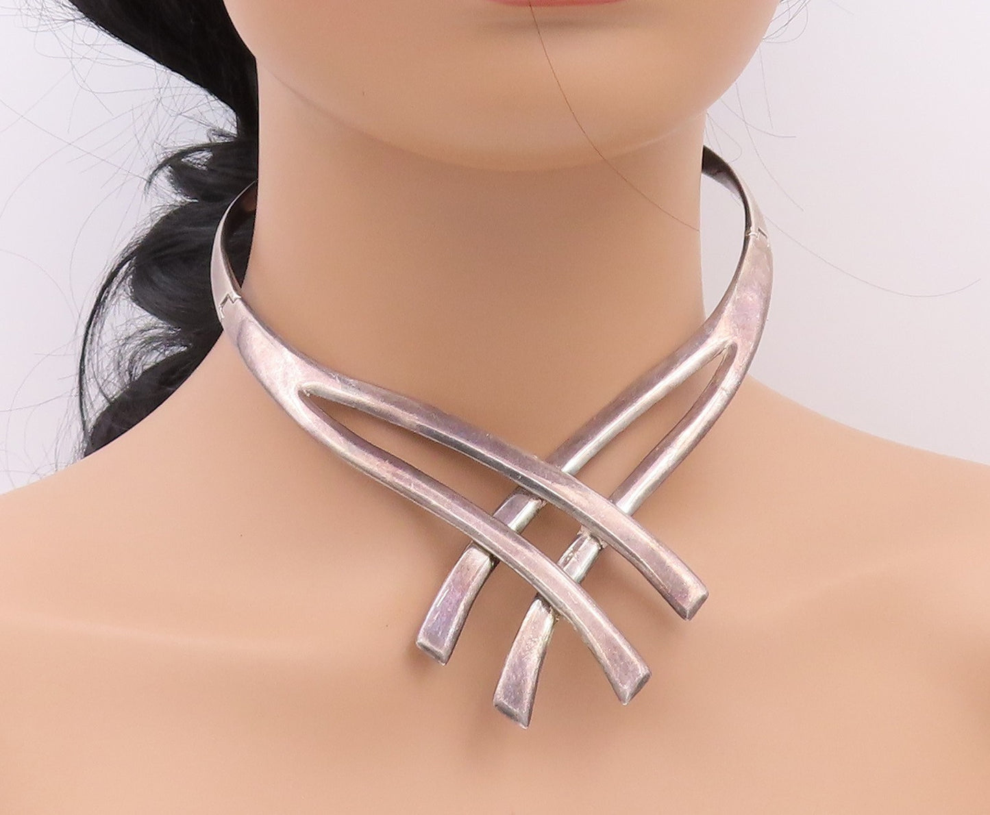 925 Sterling Silver Vintage Necklace MIGUEL PINEDA Heavy Collar Design NE4490