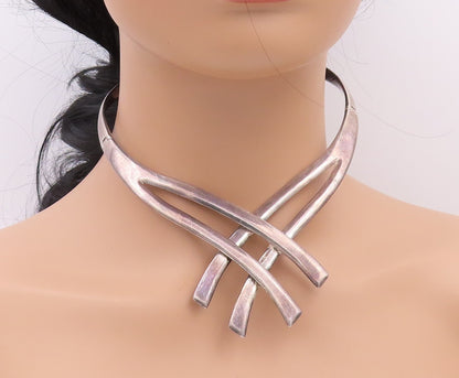 925 Sterling Silver Vintage Necklace MIGUEL PINEDA Heavy Collar Design NE4490