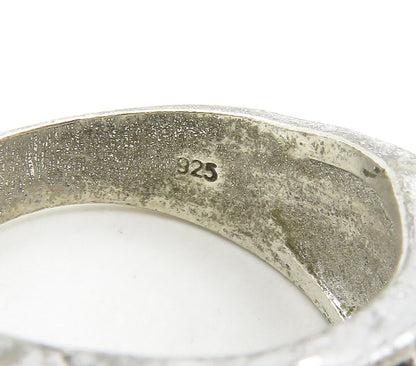 925 Sterling Silver  Vintage Topaz & Hematite Band Ring Sz 5  RG15749