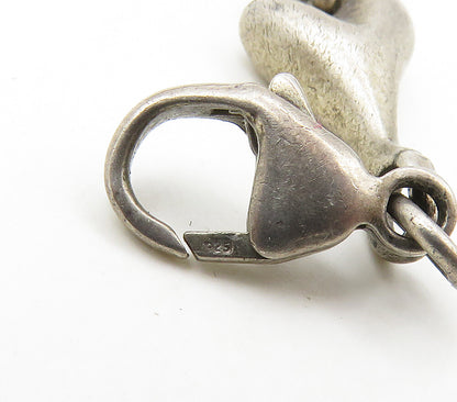 925 Sterling Silver  Vintage Dark Tone Smooth Y Link Chain Bracelet  BT6453