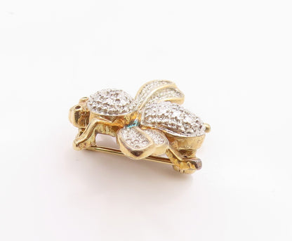 925 Sterling Silver Vintage Brooch Gold Plated CZ Honey Bee  BP11702