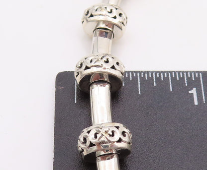 14K Gold 925 Sterling Silver Vintage Necklace KRYPELL Carved Beads  NE4368