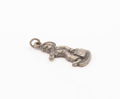 925 Silver  Vintage Hummel Lady Holding Umbrella & Purse Pendant  PT21410
