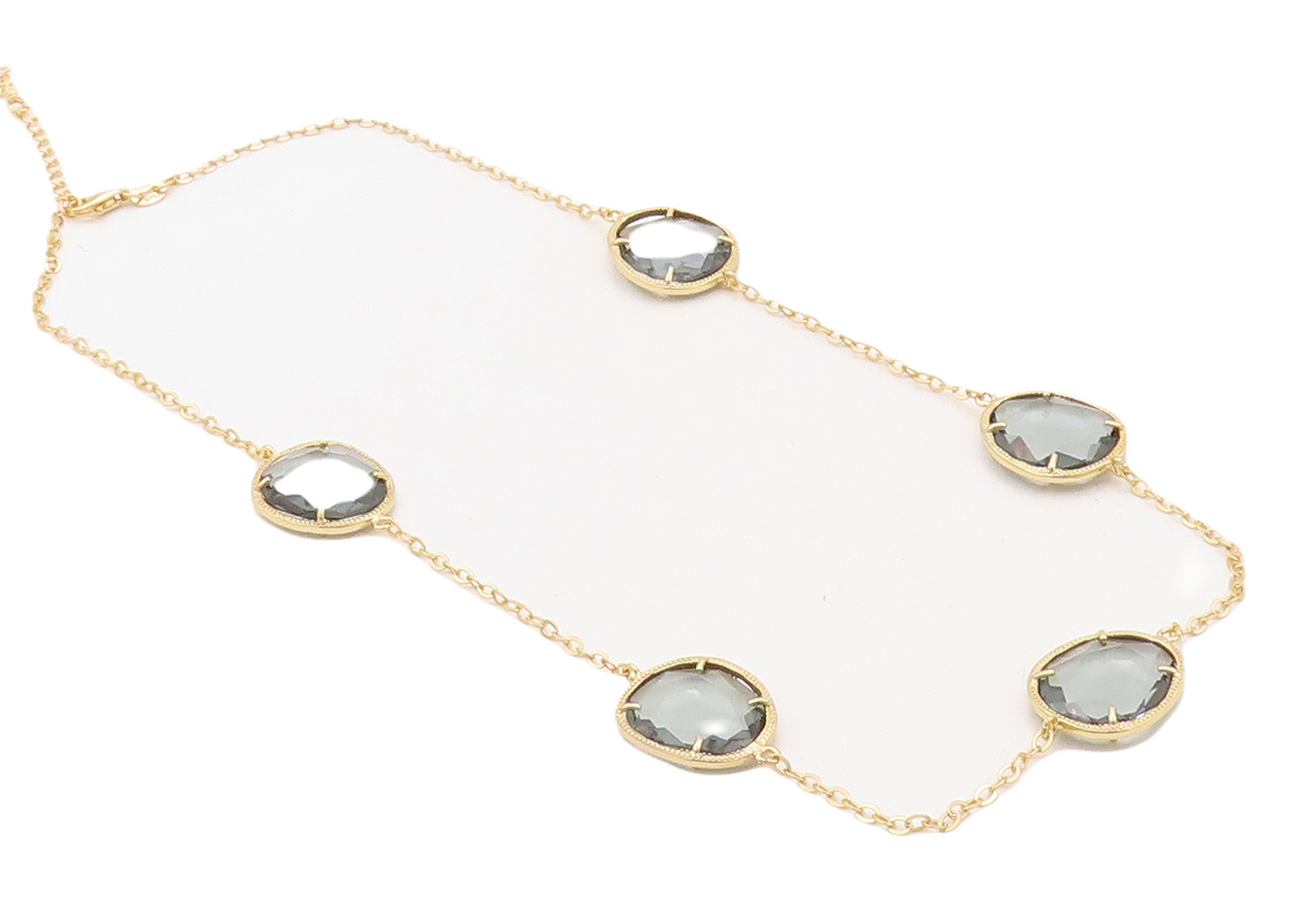925 Sterling Silver Vintage Necklace Gold Plated Amorphas Cut Gemstone  NE4373