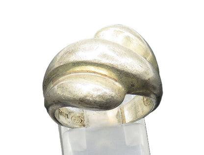 925 Sterling Silver  Vintage Shiny Fluted Bypass Style Band Ring Sz 7  RG21278