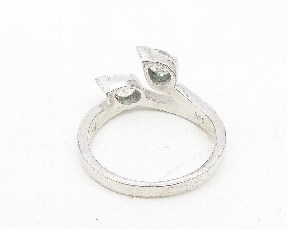 925 Sterling Silver  Prong Set Tear Drop Topaz Floral Band Ring Sz 7  RG10272