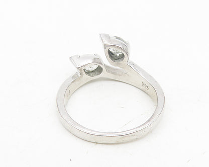 925 Sterling Silver  Prong Set Tear Drop Topaz Floral Band Ring Sz 7  RG10272