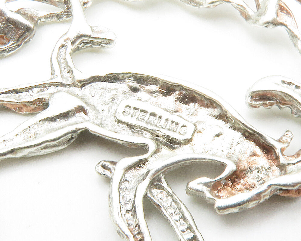 925 Sterling Silver  Vintage Shiny Ram Animal Round Swirl Pendant  PT11026