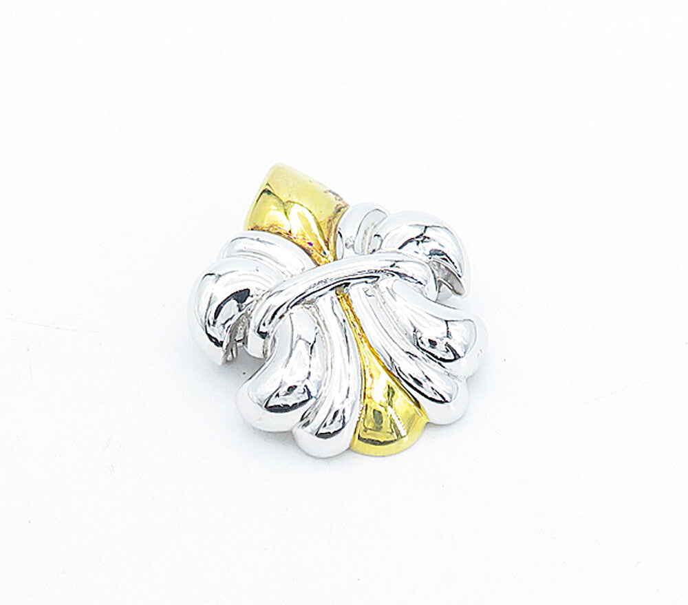 925 Sterling Silver  Vintage Shiny Two Tone Fleur De Lis Brooch Pin  BP1505