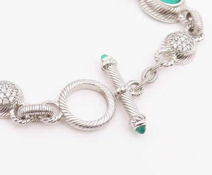925 Sterling Silver Vintage Bracelet JUDITH RIPKA Chalcedony & CZ Link  BT12233