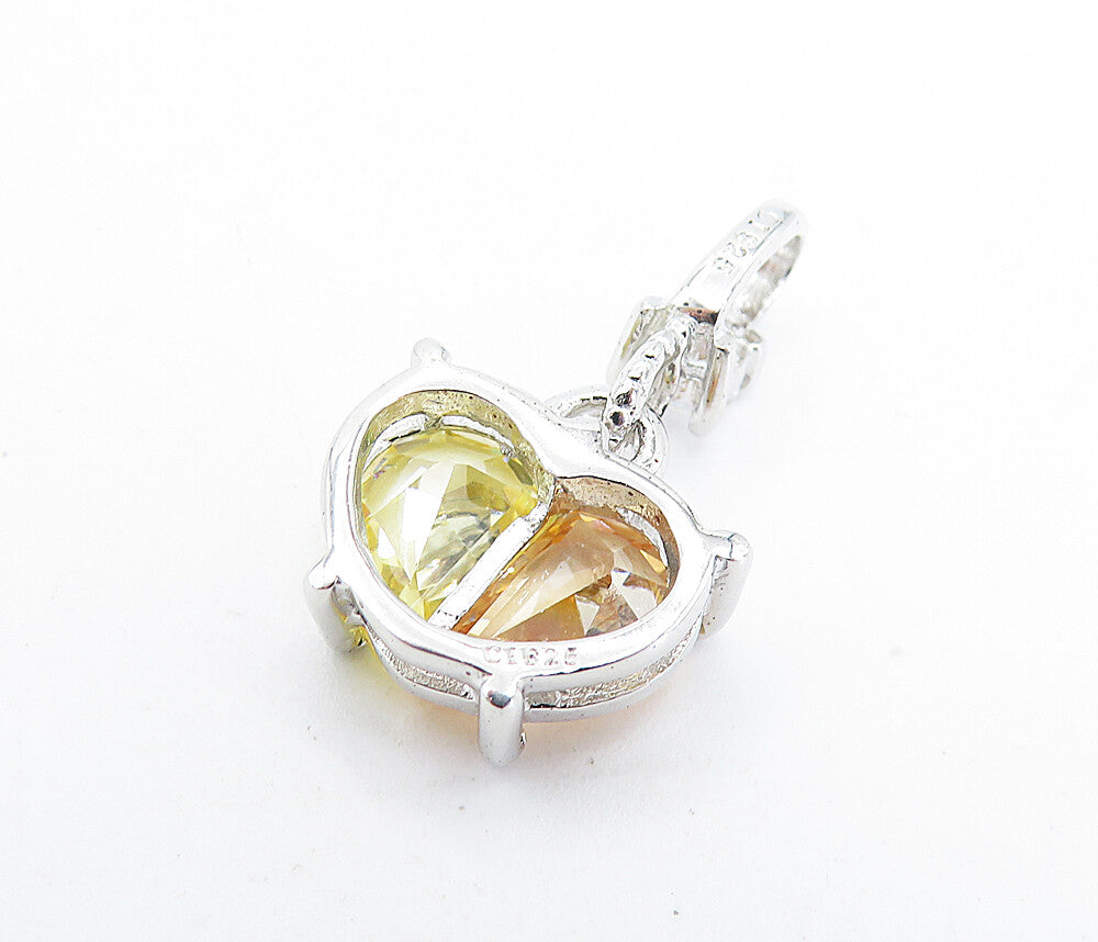 925 Sterling Silver Multi Color Cubic Zirconia Love Heart Pendant PT5071