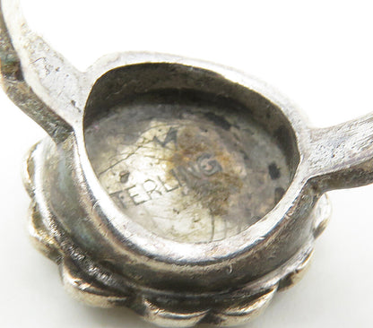 925 Sterling Silver  Vintage Sparkling Flower Motif Band Ring Sz 5.5  RG16917