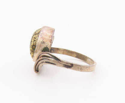 925 Sterling Silver Vintage Ring POLAND Jasper Statement Band  Sz 7.5  RG36272