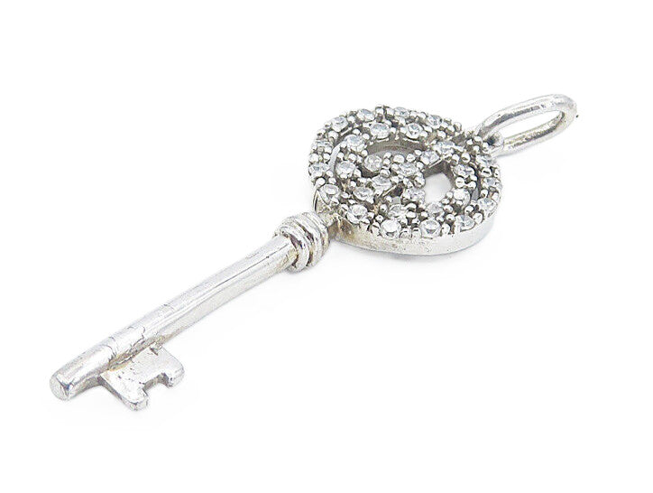 925 Sterling Silver  Shiny Petite Topaz Open Peace Sign Key Pendant  PT6212