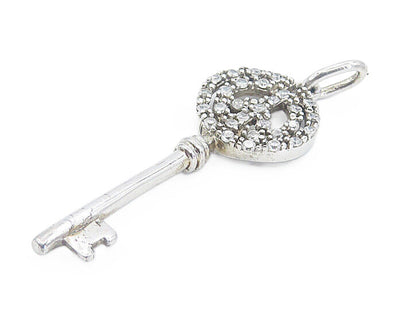 925 Sterling Silver  Shiny Petite Topaz Open Peace Sign Key Pendant  PT6212
