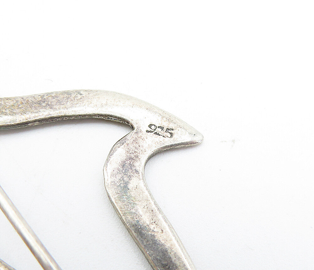925 Sterling Silver  Vintage Dark Tone Dolphin Outline Brooch Pin  BP1719