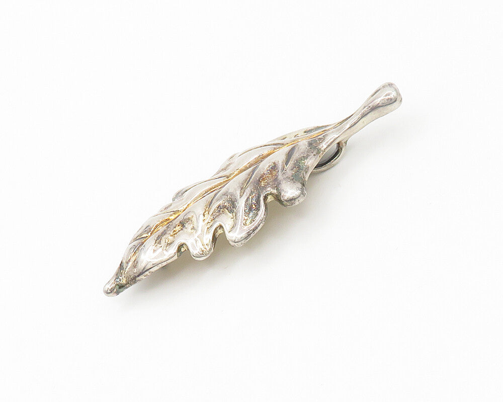 925 Sterling Silver  Vintage Shiny Single Floral Leaf Brooch Pin  BP6780