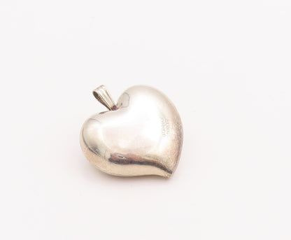 925 Sterling Silver Vintage Pendant GORHAM Puffed Carved Rose Heart  PT23256