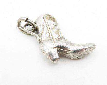 925 Sterling Silver  Vintage Petite Shiny Cowboy Boot Drop Pendant  PT7951