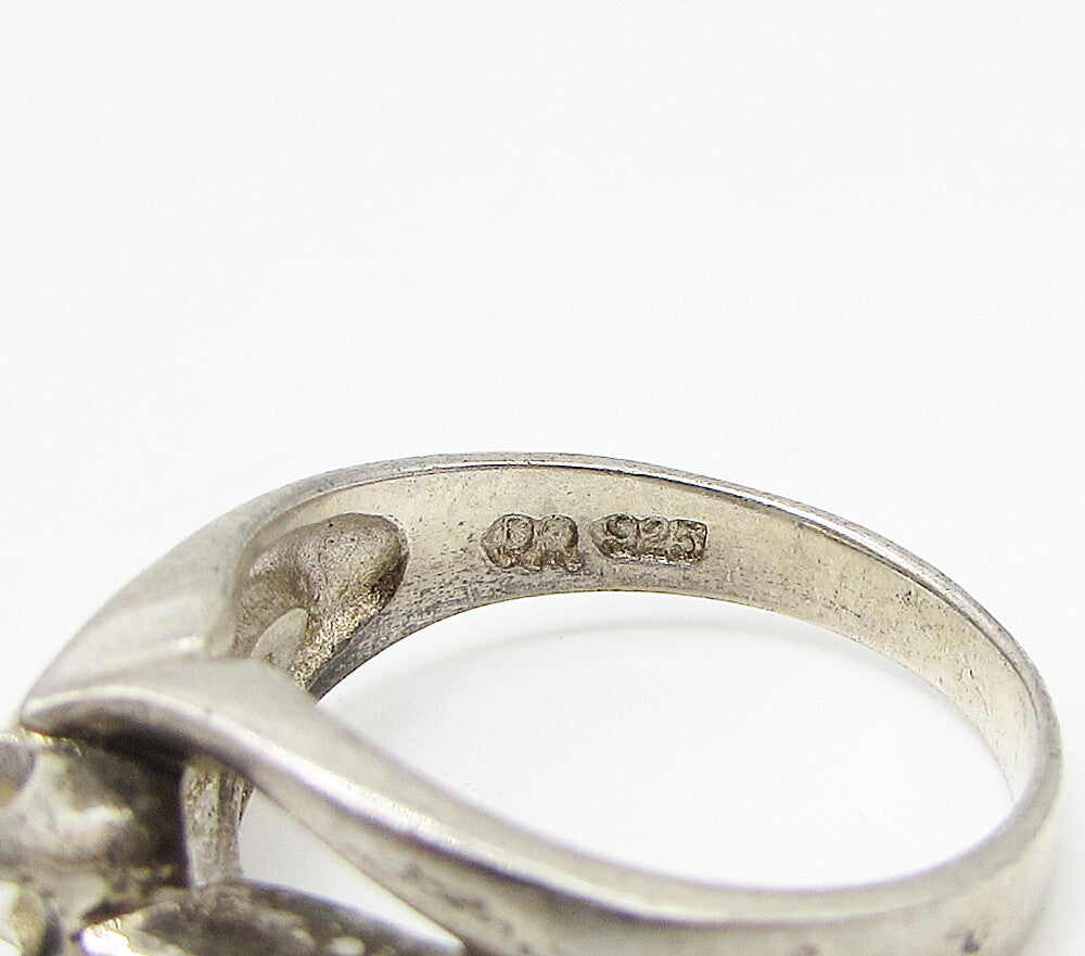 925 Sterling Silver  Vintage Cubic Zirconia Solitaire Band Ring Sz 8  RG3266