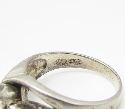 925 Sterling Silver  Vintage Cubic Zirconia Solitaire Band Ring Sz 8  RG3266