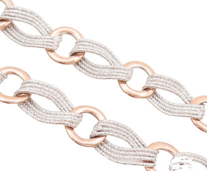 925 Sterling Silver  Vintage Designer Swirly Roped Link Ring Necklace  NE4155