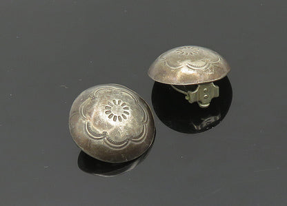SOUTHWESTERN 925 Silver Vintage Flower Non Pierce Button Earrings EG10106