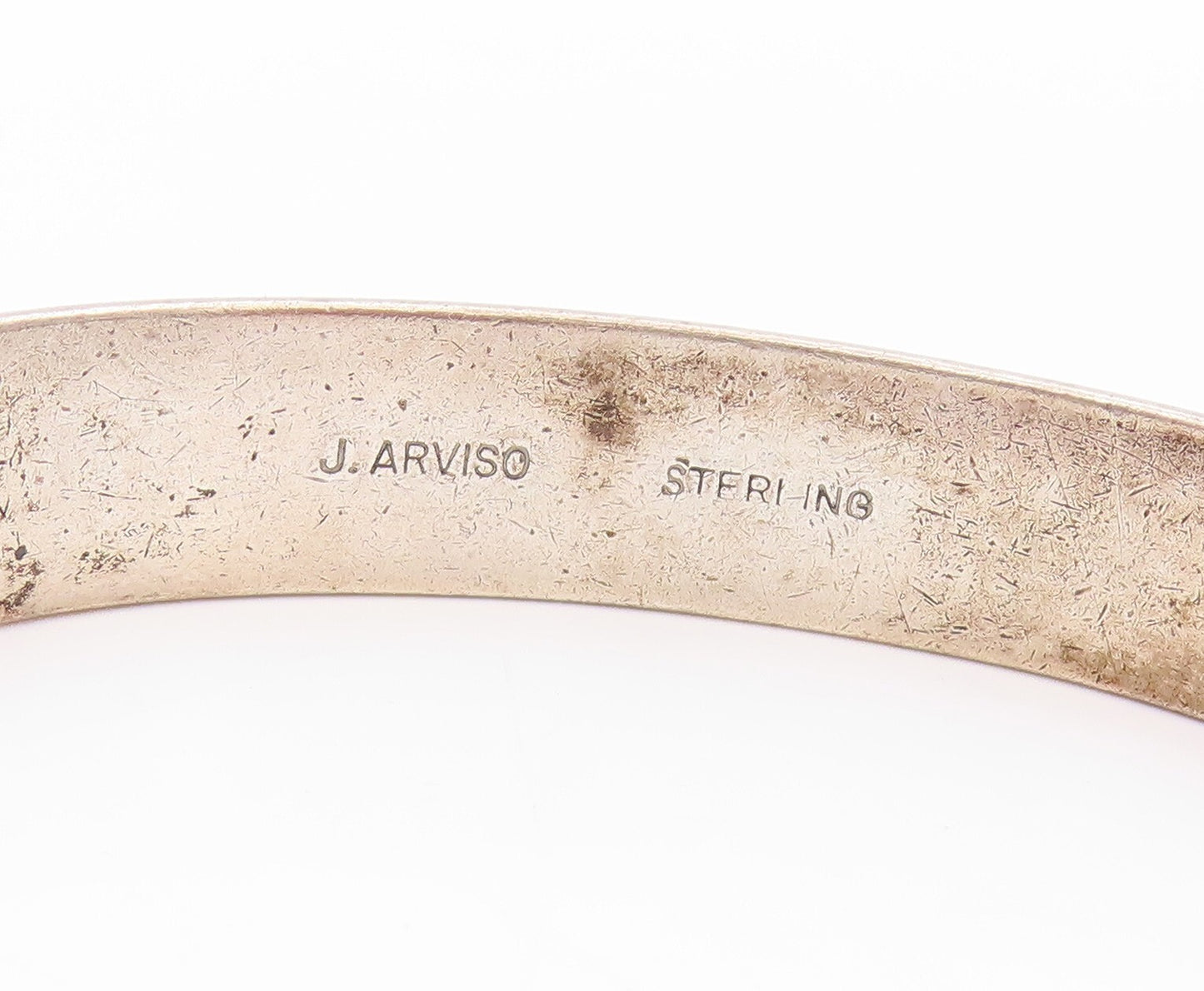925 Sterling Silver Vintage Bracelet ARVISO Designer Solid Grooved Cuff  BT11061