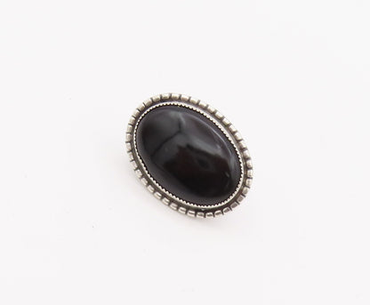 925 Sterling Silver Earrings DANCRAFT Large Carved Oval Cabochon Onyx  EG12831