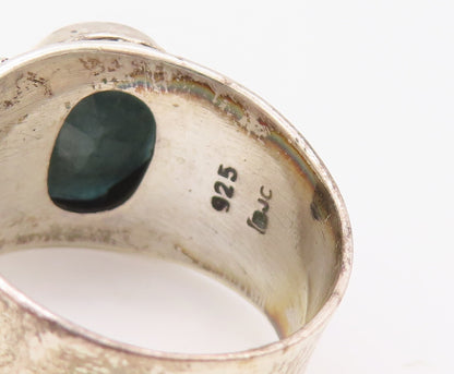 925 Sterling Silver Vintage Ring Carved Heart Design Gemstone  Sz 9.5  RG30764