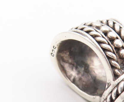 925 Sterling Silver Vintage Pendant Modernist Dangling Onyx Heart  PT24064