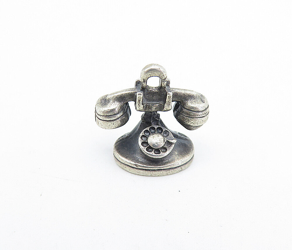 925 Sterling Silver  Vintage Petite Old Fashioned Telephone Pendant  PT5231