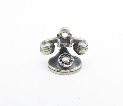 925 Sterling Silver  Vintage Petite Old Fashioned Telephone Pendant  PT5231