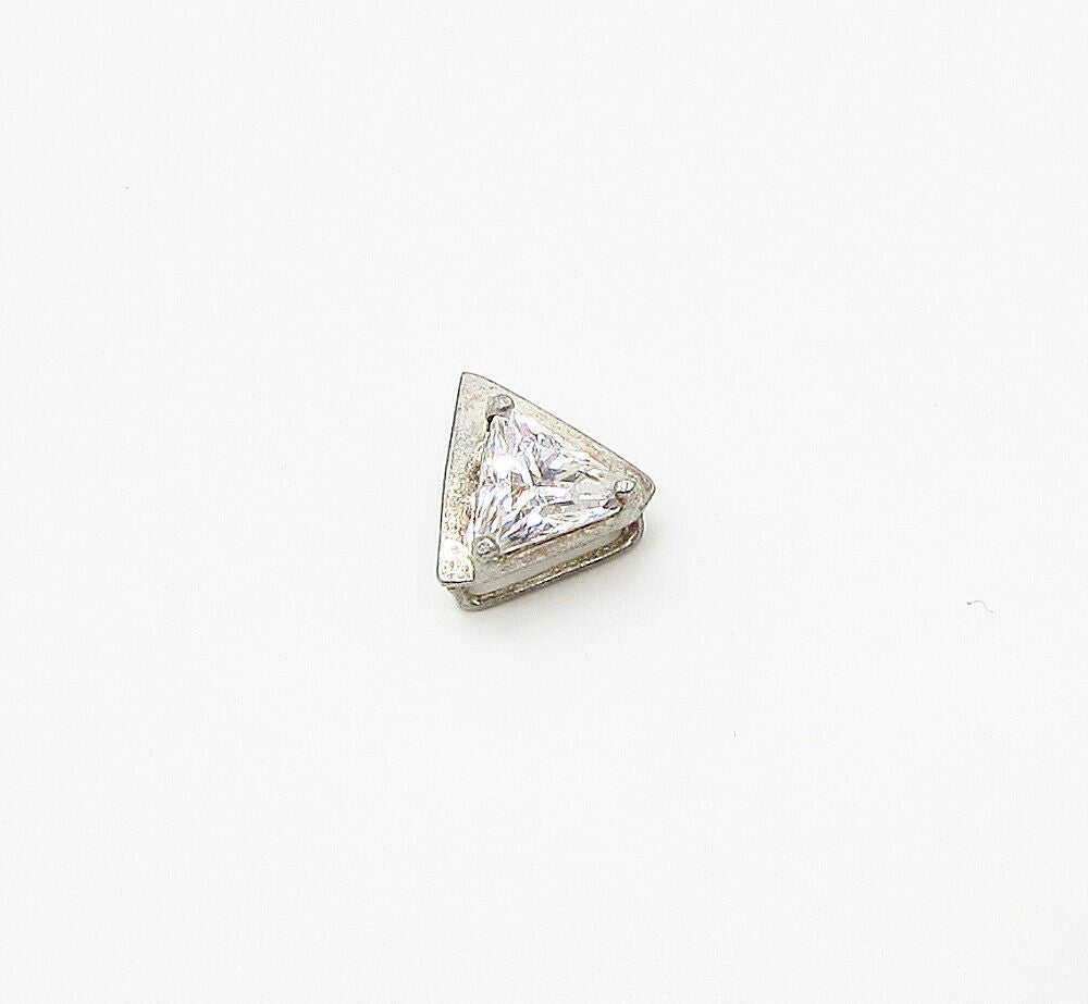 925 Sterling Silver Faceted White Topaz Triangular Slider Pendant  PT2035
