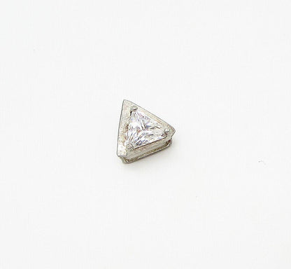 925 Sterling Silver Faceted White Topaz Triangular Slider Pendant  PT2035