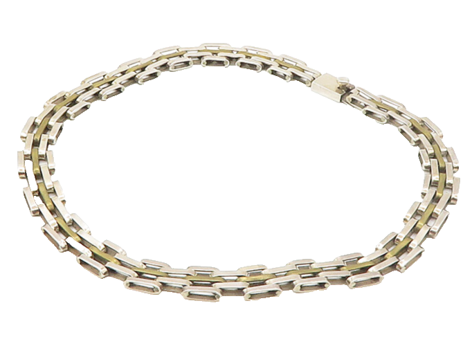 MEXICO 925 Sterling Silver  Vintage Shiny Hinge Link Chain Necklace  NE2744