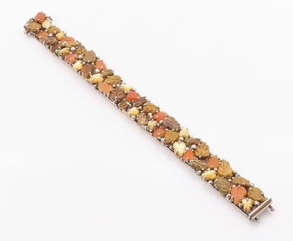 925 Sterling Silver Vintage Bracelet WHITNEY KELLY Gemstone Fall Leaves  BT12116