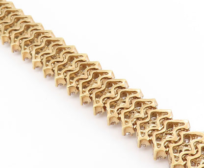 925 Sterling Silver Vintage Bracelet Gold Plated Topaz Multi Row Link  BT11926