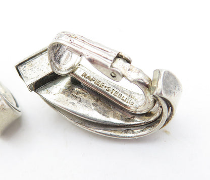 NAPIER 925 Sterling Silver  Vintage Ribbon Design Non Pierce Earrings  EG2898