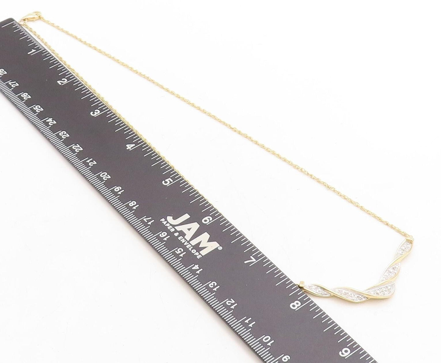 925 Sterling Silver  Genuine Diamonds Gold Plated Twist Chain Necklace  NE1942