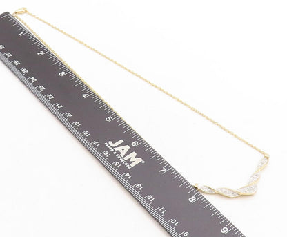 925 Sterling Silver  Genuine Diamonds Gold Plated Twist Chain Necklace  NE1942