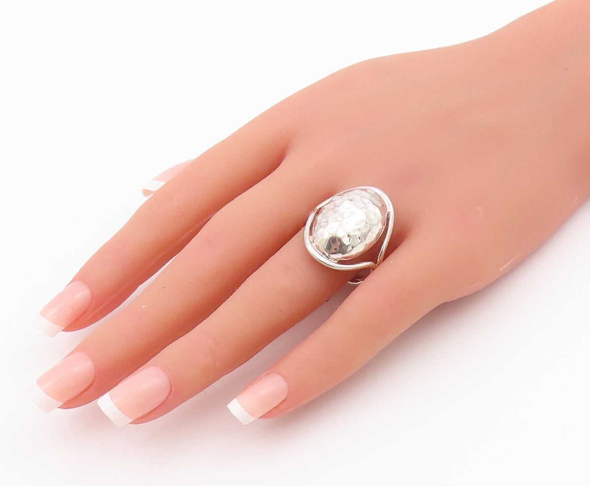 925 Sterling Silver Vintage Ring Brutalist Surface Domed Design Sz 10.5  RG33081