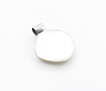 925 Sterling Silver  Vintage Shiny Two Tone Hollow Slide Pendant  PT6245