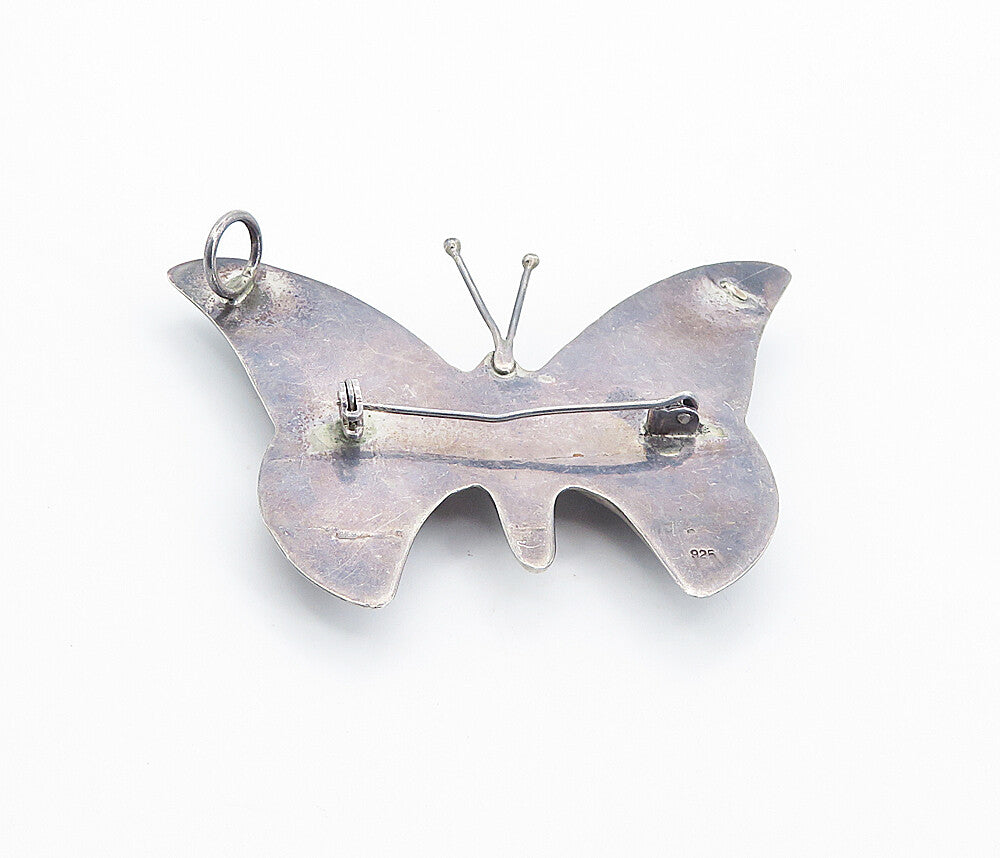 925 Sterling Silver  Vintage Dark Tone Hollow Butterfly Brooch Pin  BP2952
