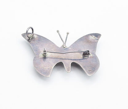 925 Sterling Silver  Vintage Dark Tone Hollow Butterfly Brooch Pin  BP2952