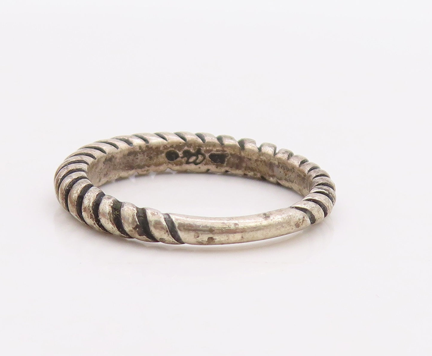 925 Sterling Silver Vintage Ring CAROLYN POLLACK Grooved Rope Band Sz 6  RG33293