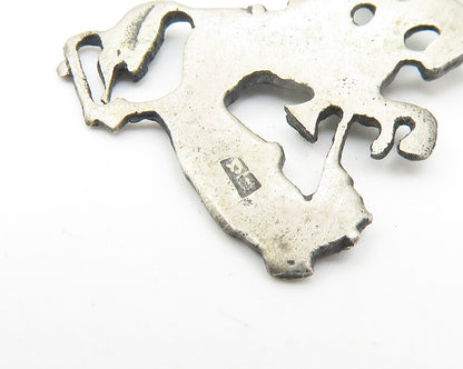 925 Sterling Silver  Vintage Oxidized Knight Riding Horse Pendant  PT8603