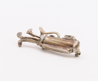 MEXICO 925 Silver  Vintage Bag Of Golf Clubs Sports Motif Brooch Pin  BP8905