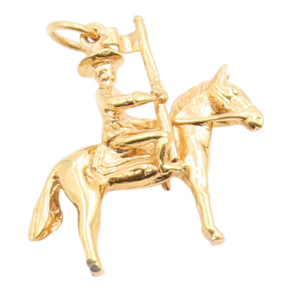 925 Sterling Silver Vintage Pendant Gold Plated Cavalry Soldier On Horse PT26071